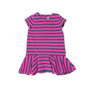 Pink and Navy Striped Polo Ralph Lauren Girls Dress